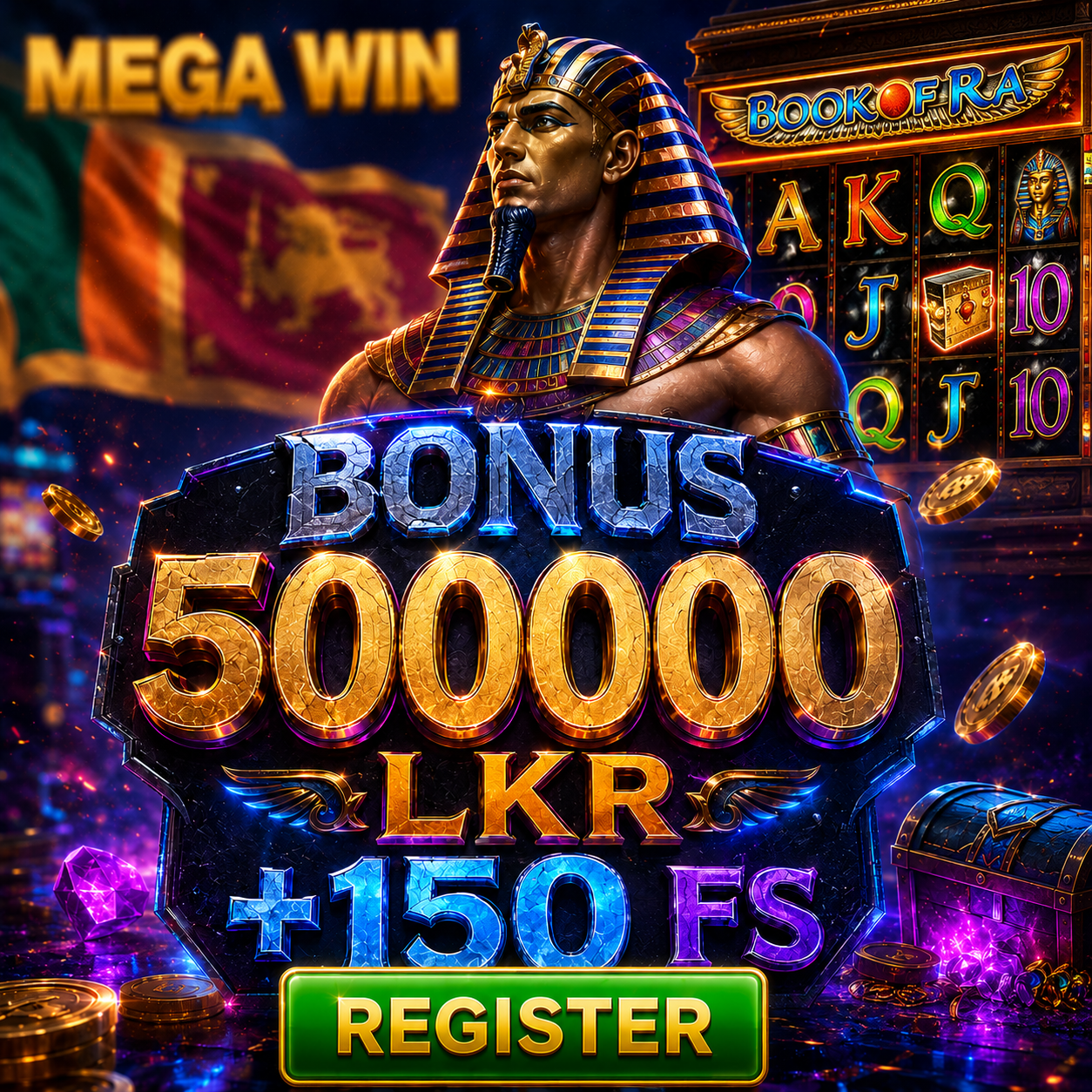 Book of Ra — Bonus 500000 LKR and +150 free spins promotional banner